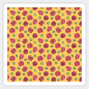 Poppies flowers and seeds pattern - Yellow Sticker